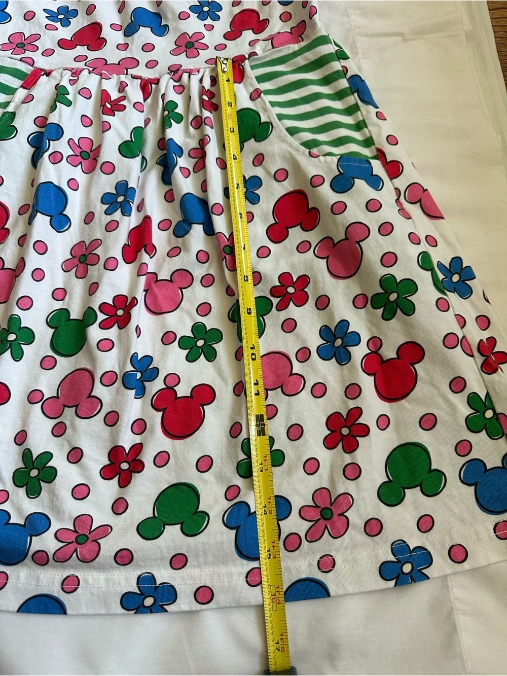 Hanna Andersson Sleeveless 100% Cotton White Floral & Mickey Print Play Dress